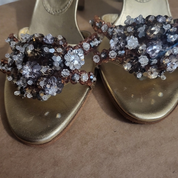 Authentic Prada metalic gold with crystals sandal - Picture 2 of 8